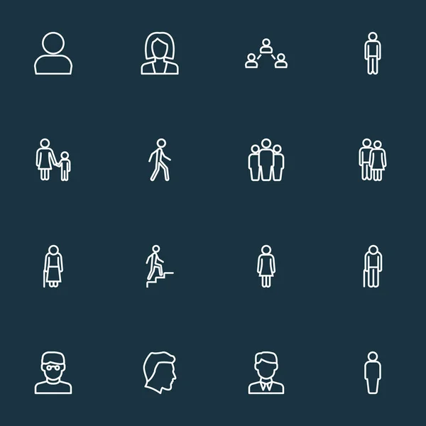 People icons line style set with stairs, old, clever and other graybeard elements. Isolated  illustration people icons.