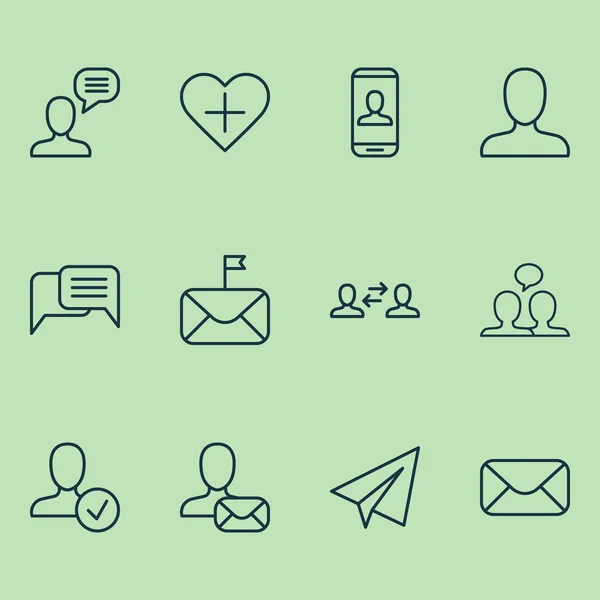 Social icons set with member, chatting, dialogue and other confirm elements. Isolated  illustration social icons.