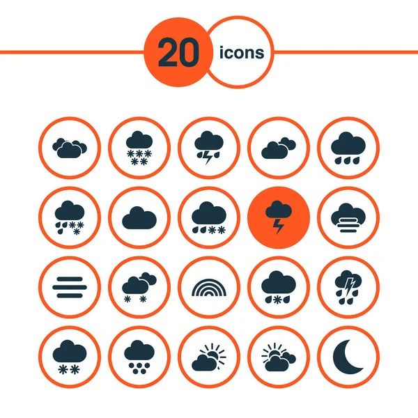 Climate icons set with drizzle, cloud, rain and other gray elements. Isolated  illustration climate icons.