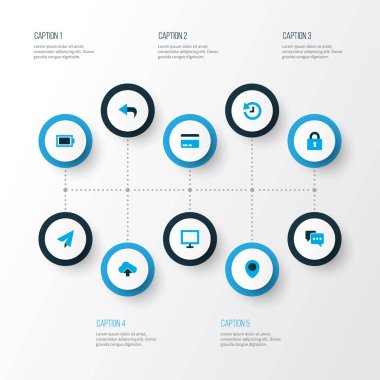 Konumu, kümesiyle renkli kullanıcı simgeleri göndermek, geçmiş ve diğer son tarih öğeleri. İzole vektör çizim kullanıcı simgeleri.