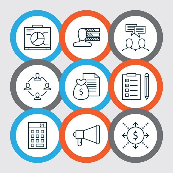 Project icons set with cash flow, team meeting, personality and other reminder elements. Isolated  illustration project icons.