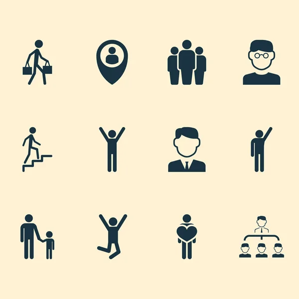 Person icons set with climbing stairs, pupil, businessman and other feeling elements. Isolated  illustration person icons.