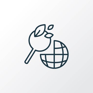 Küresel ekoloji araştırma ikonu çizgi sembolü. Kaliteli kalite izole arama ögesi modada.