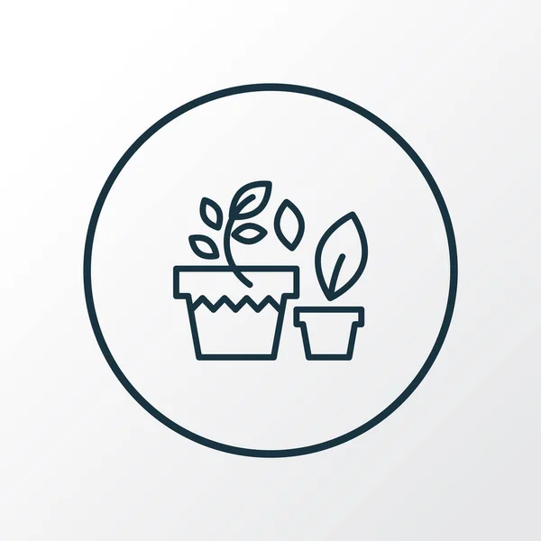 Plantes en pot icône ligne symbole. Élément de pot de fleurs isolé de qualité Premium dans un style tendance . — Image vectorielle