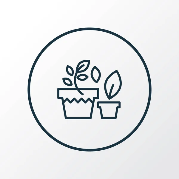 Plantas en el icono de la olla símbolo de línea. Elemento de maceta aislada de calidad premium en estilo moderno . — Vector de stock