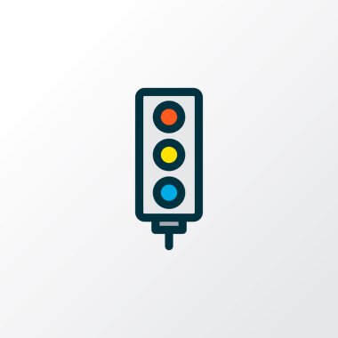 Trafik ışığı simgesi renkli çizgi sembolü. Kaliteli kalite izole edilmiş trafik lambası ögesi modada.