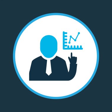 Takım analizi simgesi renkli sembol. Moda tarzında birinci kalite izole istatistik ögesi.