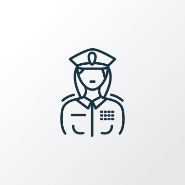 Asker simgesi çizgisi sembolü. Kaliteli kalite askeri kadın unsuru modada izole edildi.