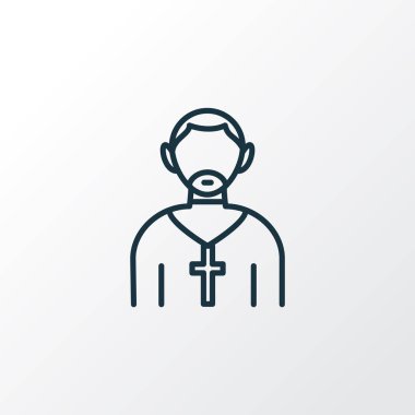 Rahip simgesi çizgisi sembolü. Moda tarzında kaliteli izole edilmiş papaz ögesi.