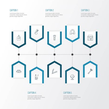 Berber sembolleri kolonya spreyi, nilüfer çiçeği, tıraş fırçası ve diğer makyaj malzemeleriyle dizilmiş. İzole edilmiş berber simgeleri.