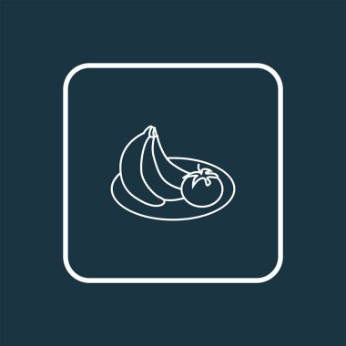 Sağlıklı gıda ikonu çizgisi sembolü. Moda tarzında birinci kalite izole meyve ögesi.