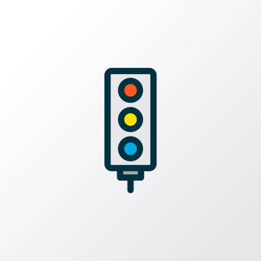 Trafik ışığı simgesi renkli çizgi sembolü. Kaliteli kalite izole edilmiş trafik lambası ögesi modada.