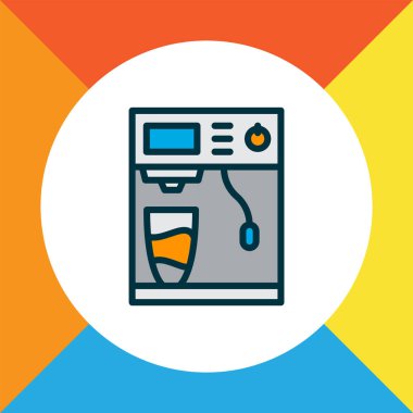 Kahve makinesi renkli çizgi sembolü. Moda tarzında birinci kalite izole kahve makinesi ögesi.