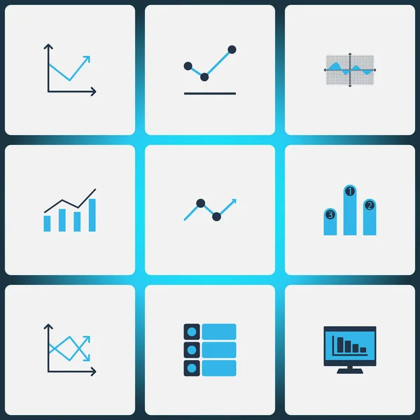 Set of graphs, diagrams and statistics icons. Premium quality symbol collection. Icons can be used for web, app and UI design. — Stock Vector