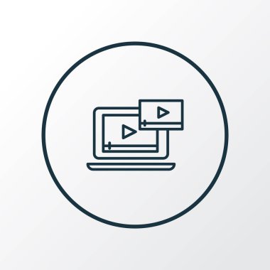 Video içerik simge satır sembolü. Premium kalite izole akış öğesinde trendy tarzı.