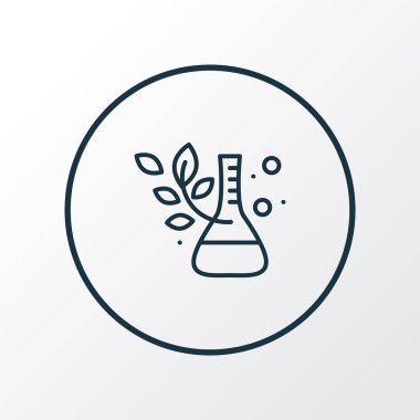 Laboratuvar simgesi çizgisi sembolü. Moda tarzında birinci kalite izole şişe ögesi.