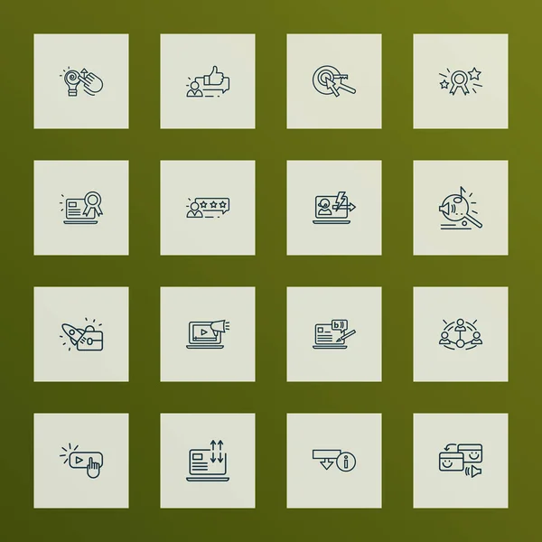 SEO icons line style set with subscribe, startup, creative idea and other laptop elements. Isolated illustration SEO icons. — 스톡 사진