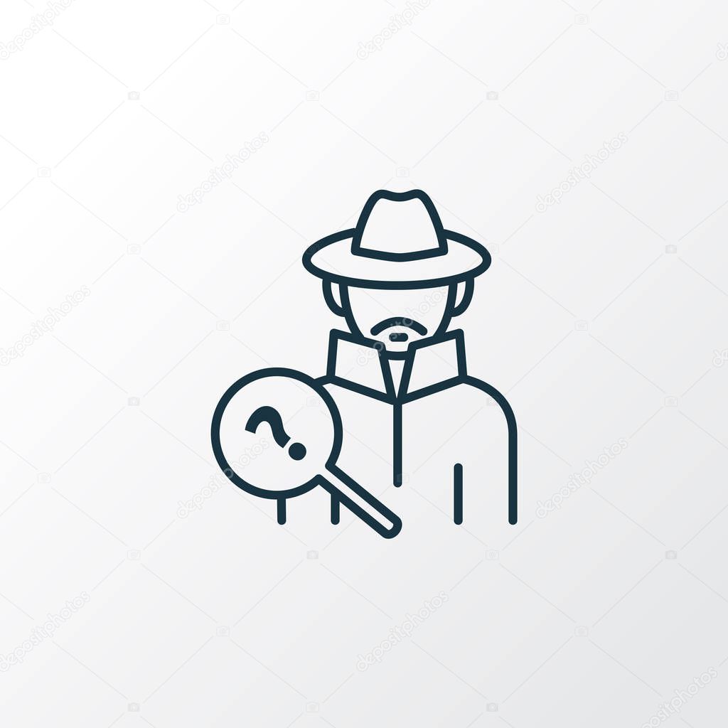Detective icon line symbol. Premium quality isolated investigator element in trendy style.