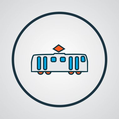 Tramvay simgesi renkli çizgi sembolü. Moda tarzında birinci kalite izole tramvay ögesi.