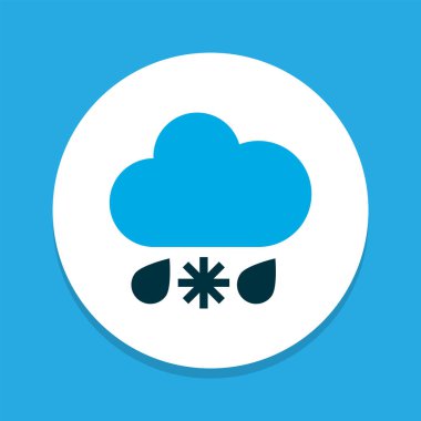 Karlı yağmur simgesi renginde bir sembol. Kaliteli kalite soğuk hava elementi modada izole edildi.