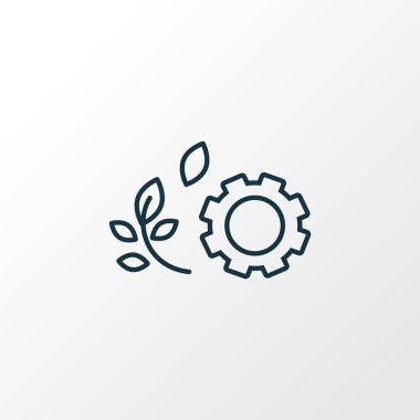 Yeşil teknoloji simge çizgisi sembolü. Kaliteli kalite izole edilmiş donanım ögesi modada.