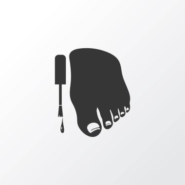 Pedikür simgesi. Moda tarzında birinci kalite izole edilmiş tırnak cilası ögesi.