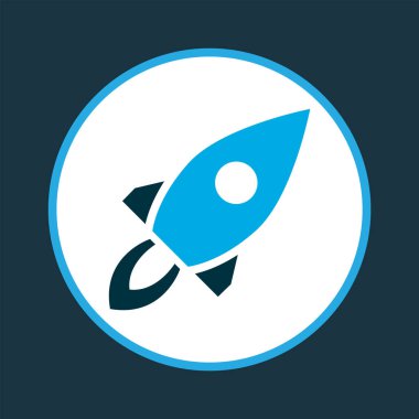 Simge renkli sembolü çalıştır. Moda tarzında birinci kalite izole edilmiş roket ögesi.