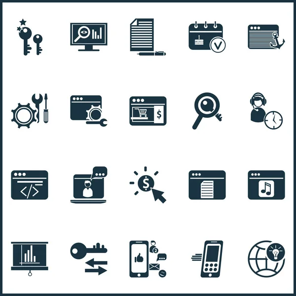 Finance icons set with mobile marketing, pay per click, assistance and other PPC elements. Isolated illustration finance icons. — Stock Photo, Image