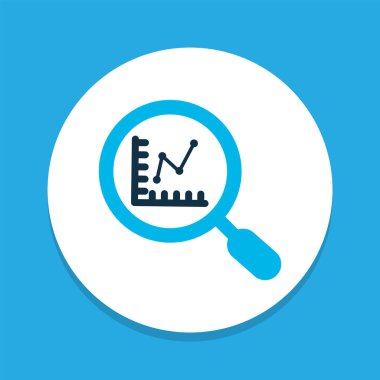 Araştırma simgesi renkli sembol. Moda tarzında birinci kalite izole büyüteç ögesi.