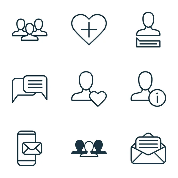 Communication icons set with staff, follow, best and other chatting elements. Isolated illustration communication icons.