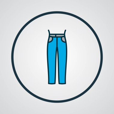 Yüksek bel kot pantolon ikonu renkli çizgi sembolü. Moda tarzında birinci kalite izole kot ögesi.