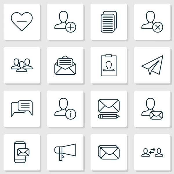 Communicatie pictogrammen ingesteld met inbox, communicatie, personeel en andere bewerk elementen. Geïsoleerde vectorillustratie communicatie iconen. — Stockvector