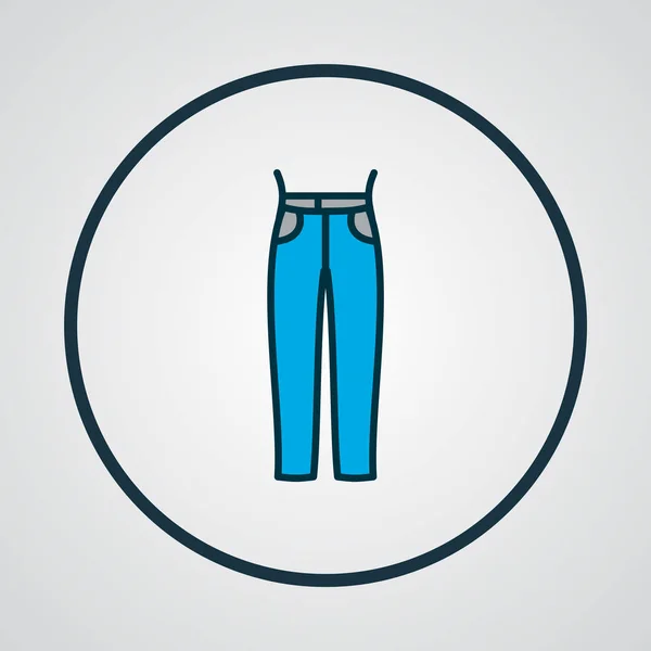 ハイウエストジーンズアイコンカラーラインシンボル。トレンディーなスタイルのプレミアム品質の絶縁デニム要素. — ストックベクタ
