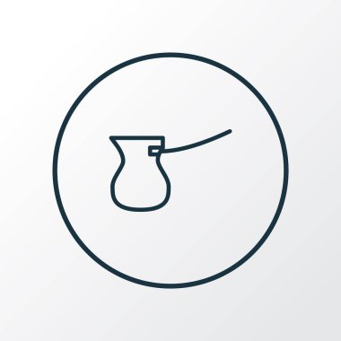 Cezve simgesi satır sembolü. Premium kalite izole ibrik öğe trendy tarzı.