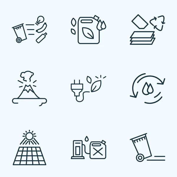 Ecology icons line style set with bio energy, water cycle, eco fuel and other magma elements. Isolated illustration ecology icons. — Stock Photo, Image