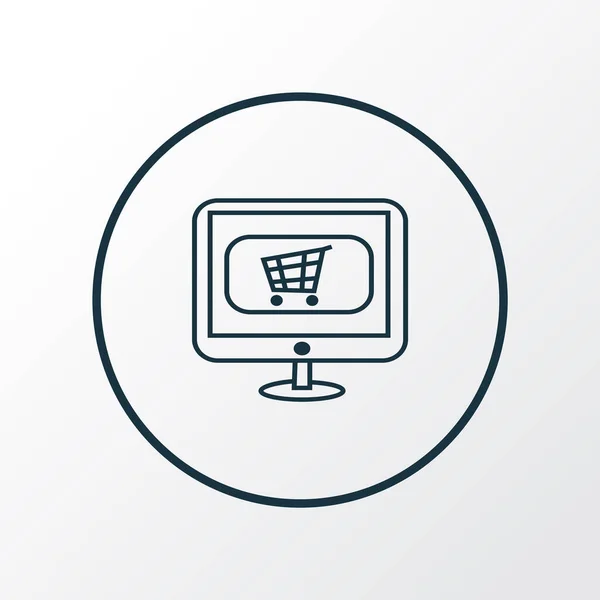 Kup online ikonę symbolu liniowego. Elementu na białym tle komputera jakości premium w modnym stylu. — Wektor stockowy