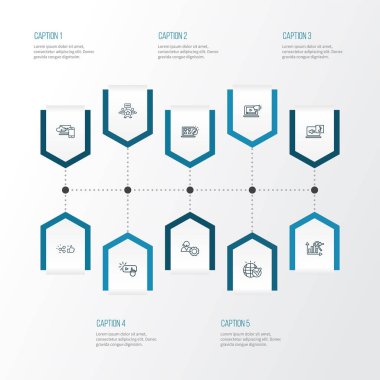 Küresel çözüm ile optimizasyon simgeleri çizgisi biçimi, paylaşımı, ses içeriğini ve diğer ağ ögelerini sever. İzole illüstrasyon optimizasyon simgeleri.