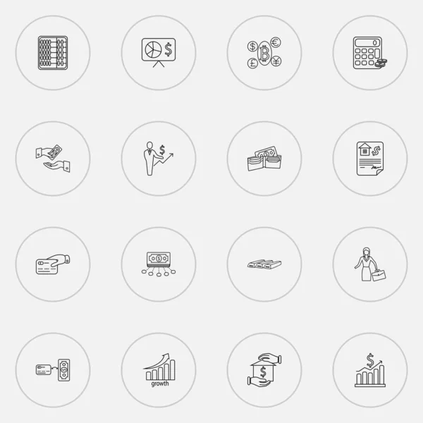 Economy icons line style set with card, financial interest, mortgage loan and other chart elements. Isolated illustration economy icons. — Stock Photo, Image