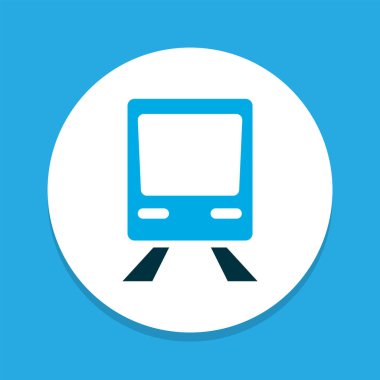 Tren simgesi renkli sembol. Moda tarzında birinci kalite izole taşıma ögesi.