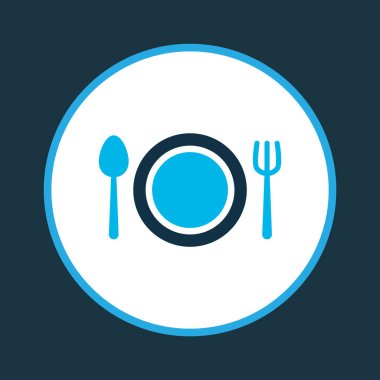 Restoran ikonu renkli sembol. Moda tarzında birinci kalite izole kafe ögesi.