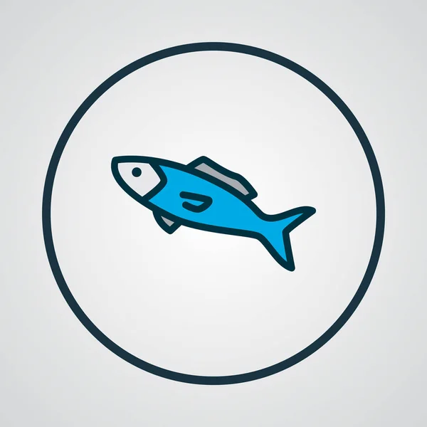Balık simgesi renkli çizgi sembolü. Premium kalite izole deniz ürünleri moda stil öğesinde. — Stok fotoğraf