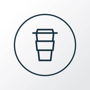 Kahve simgesi satır sembolü. Üstün kaliteli moda stil paket servisi olan restoran öğesinde izole.