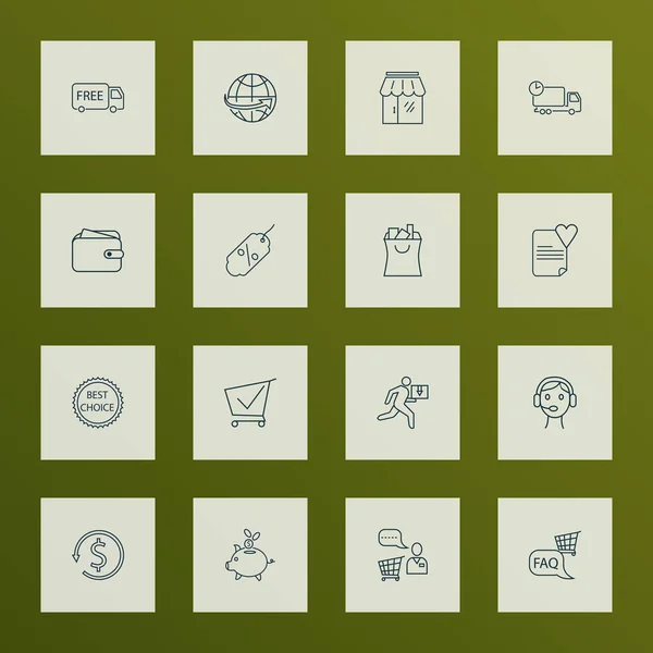 Commerce icons line style set with shopping cart, shopping bag, money back and other moneybox elements. Isolated illustration commerce icons. — 스톡 사진