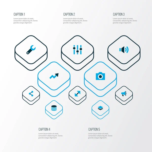 User icons colored set with repair, layer, announcement and other networking elements. Isolated illustration user icons. — 스톡 사진