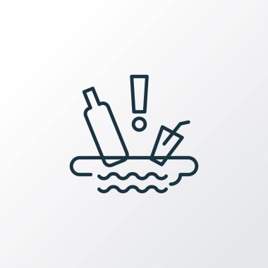 Su kirliliği ikon hattı sembolü. Moda tarzında birinci kalite izole ekoloji sorun elementi.