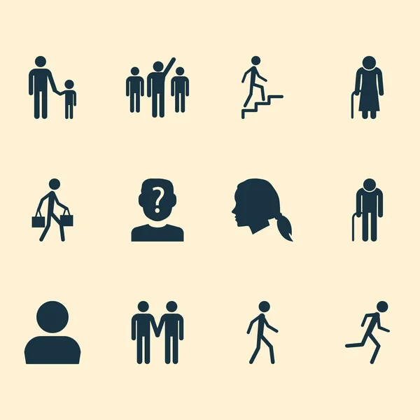 Ikony ludzi z profilem, anonimowe, żeńskie i inne elementy drabiny. Izolowane ilustracje ikony ludzi. — Zdjęcie stockowe