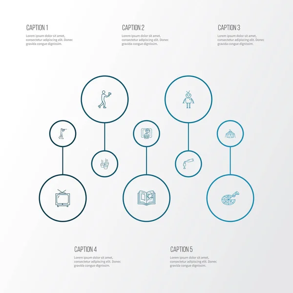 Lifestylesymbole ergänzen das Stilset mit Robotern, Pizza, Fernseher und anderen Elementen aus dem Weinglas. isolierte Illustration Lifestyle-Ikonen. — Stockfoto