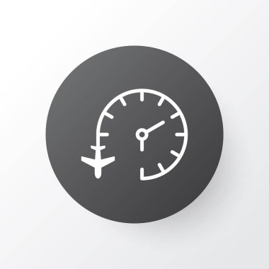 Uçuş saat simgesi simgesi. Premium kalite izole seyahat saat öğesi trendy tarzı.
