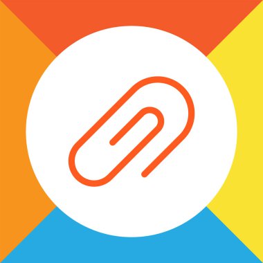 Klip simgesi renkli çizgi sembolü. Moda tarzında kaliteli izole edilmiş ataç ögesi.