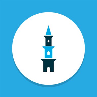 Kule simgesi renkli sembol. Moda tarzında birinci kalite izole minare ögesi.